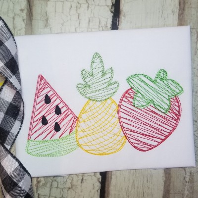 watermelon strawberry scribble embroiderry
